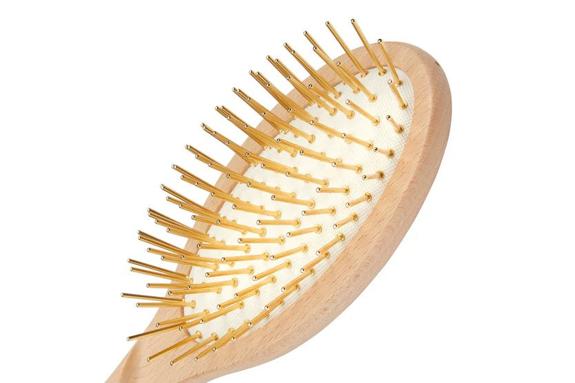 Gold Plated Pin Rubber Cushion Hairbrush